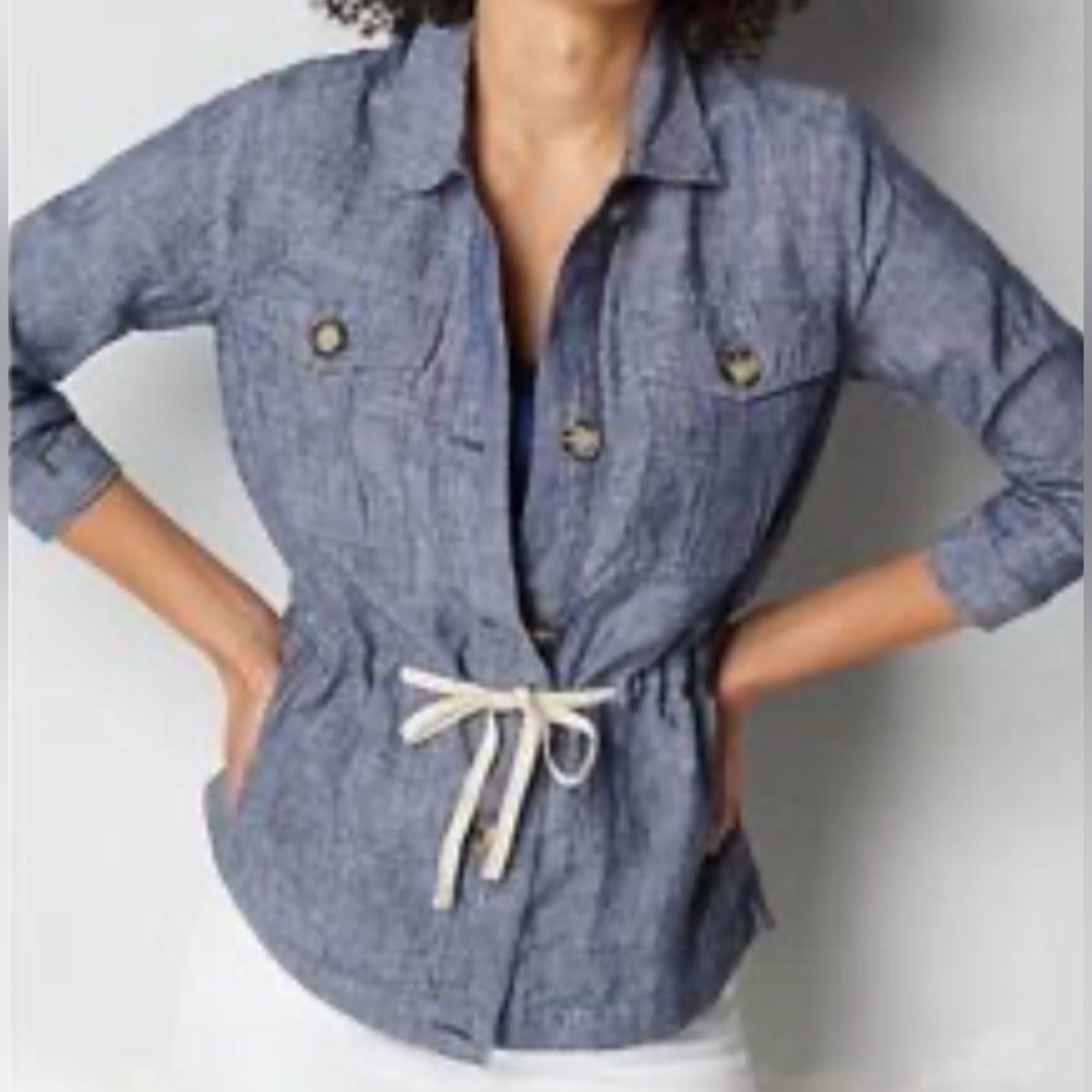 J. Jill Chambray Utility Jacket with Tie Waist